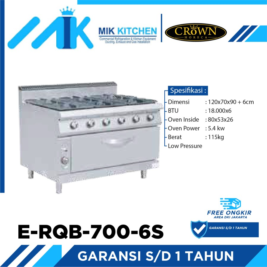 CROWN Gas Stove with Oven E-RQB-700-6S / E RQB 700 6S / ERQB7006S