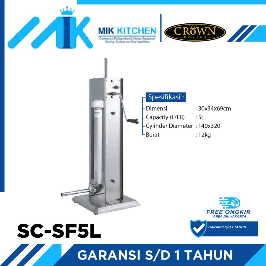 CROWN S/S Manual Vertical Sausage Filler SC-SF5L / SC SF5L / SCSF5L