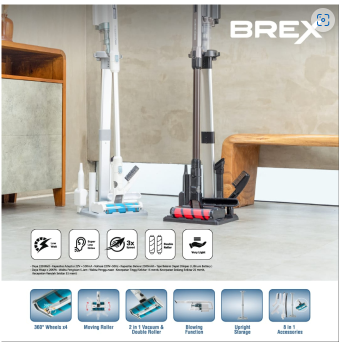 Jual BREX VC100 dan VC200 Cordless Vacuum Cleaner 3in1 Vacuum & Wet