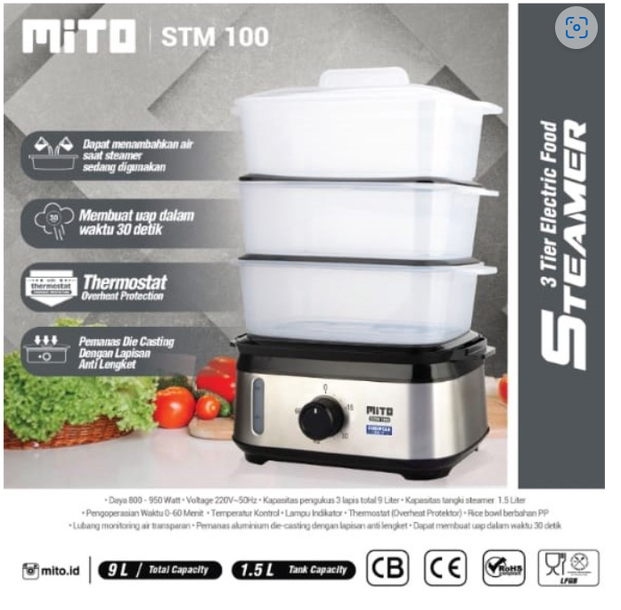 Mito Electric Food Steamer STM 100 / STM100 Pengukus Makanan - GARANSI RESMI....