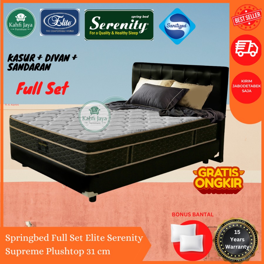 Springbed Elite Serenity Supreme 160 x 200 cm Full Set Divan Krem