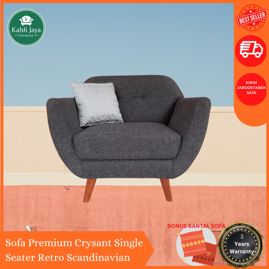 Sofa Premium 1 Seater Retro Scandinavian Minimalis Jabodetabek Saja