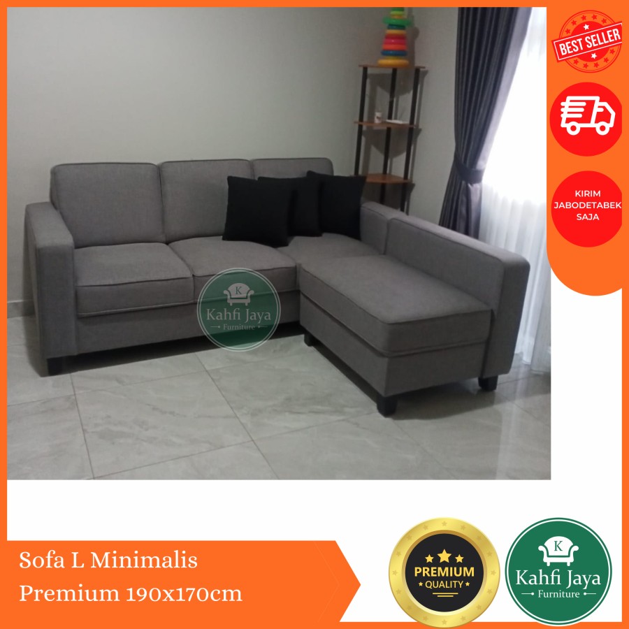 Sofa L Minimalis Retro Kualitas Premium Sofa Tamu Vienna Mid Grey