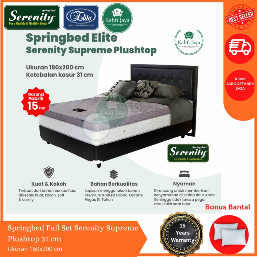 Springbed Elite Serenity Supreme 160 x 200 cm Tanpa Sandaran
