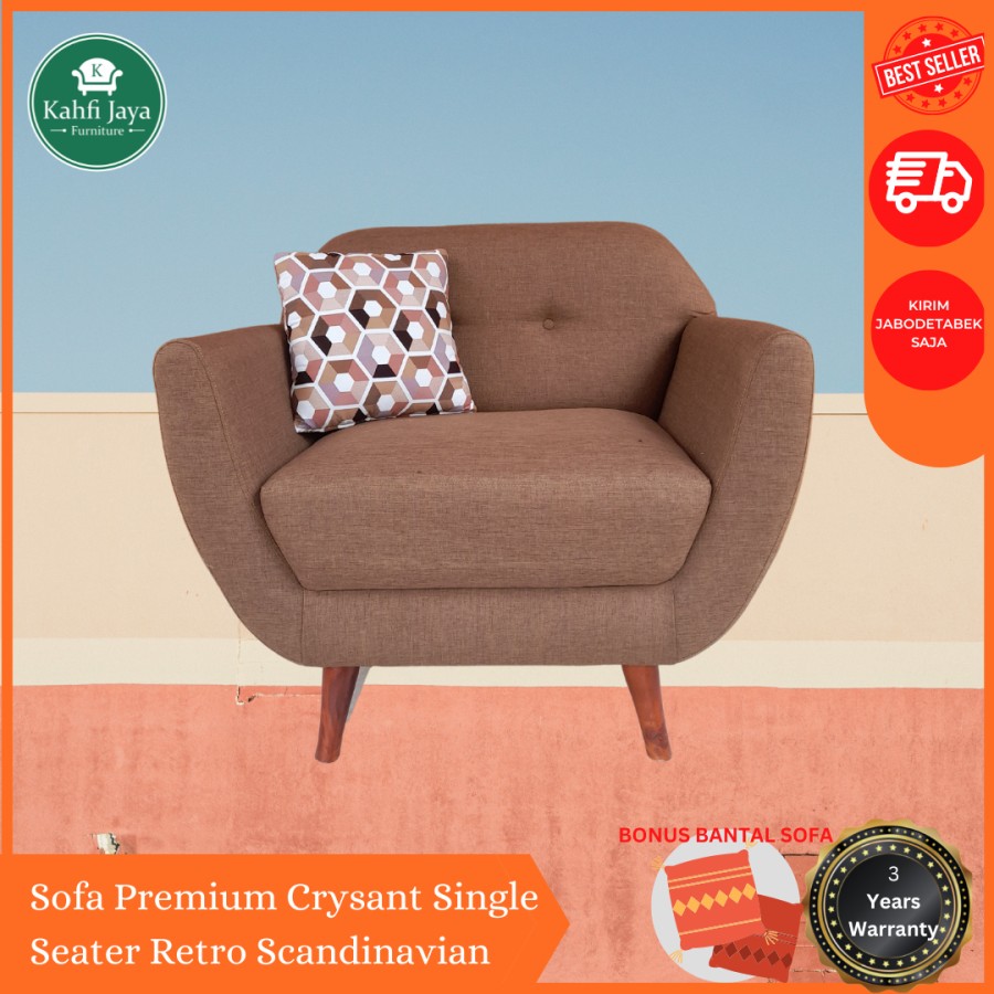 Sofa Premium 1 Seater Retro Scandinavian Minimalis Jabodetabek Saja