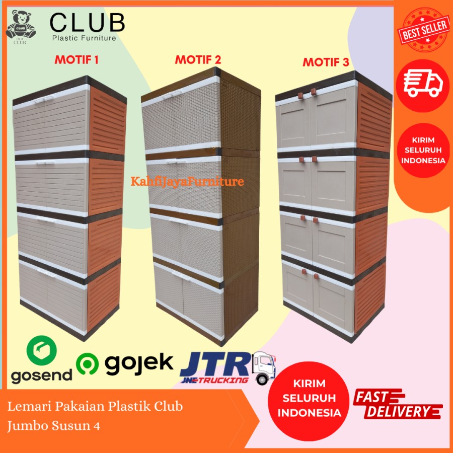 Lemari Pakaian Plastik Club Jumbo Susun 4 Kokoh Kuat Anti Banjir Rayap