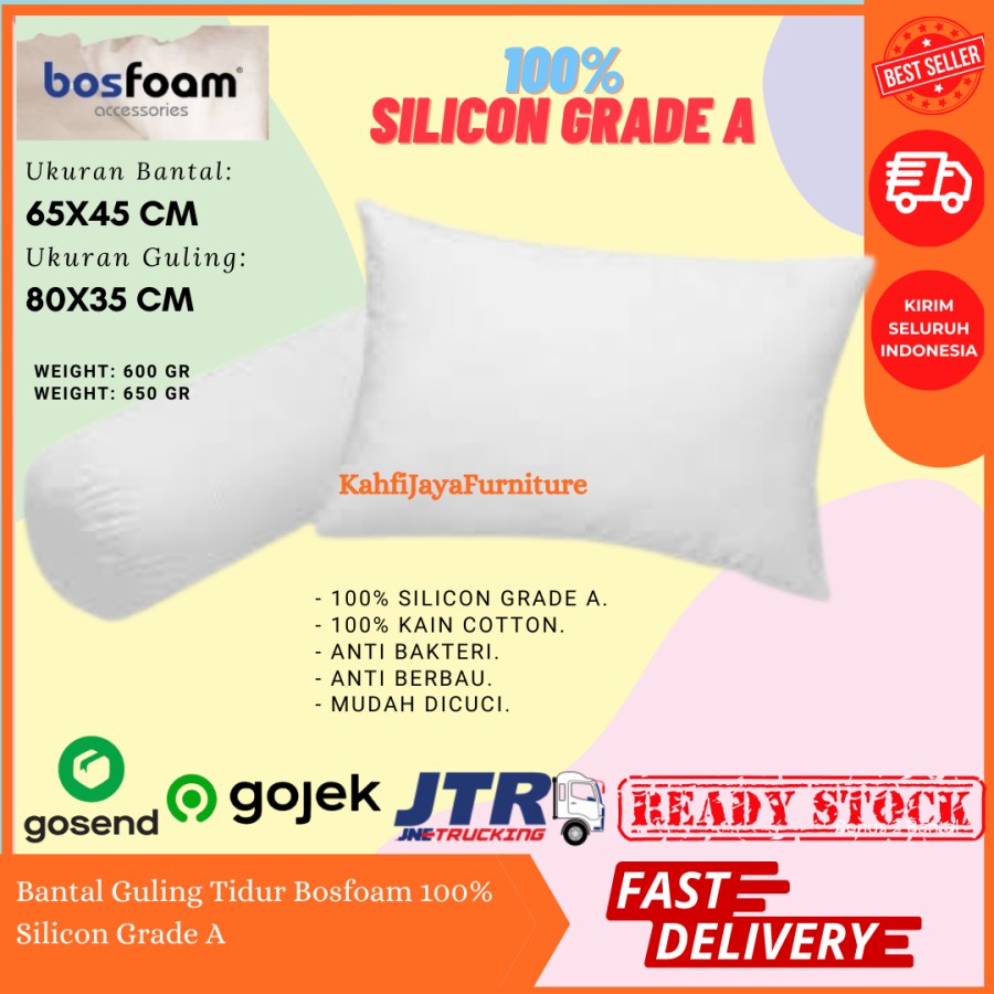 Bantal Guling Silicon 100% Grade A Bosfoam Anti Alergi
