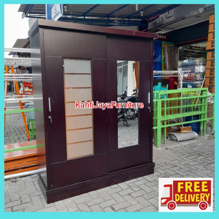 Lemari Pakaian Minimalis Sliding 2 Pintu Besar Starmax Regina Solid