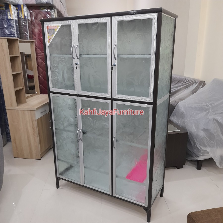 Lemari Dapur Aluminium 3 Pintu Rak Piring Boks Kokoh Tebal