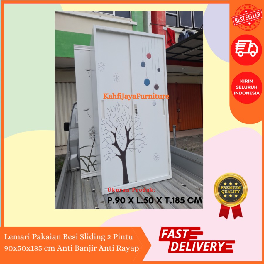 Lemari Pakaian Besi Sliding 2 Pintu Anti Rayap Anti Banjir Knock Down