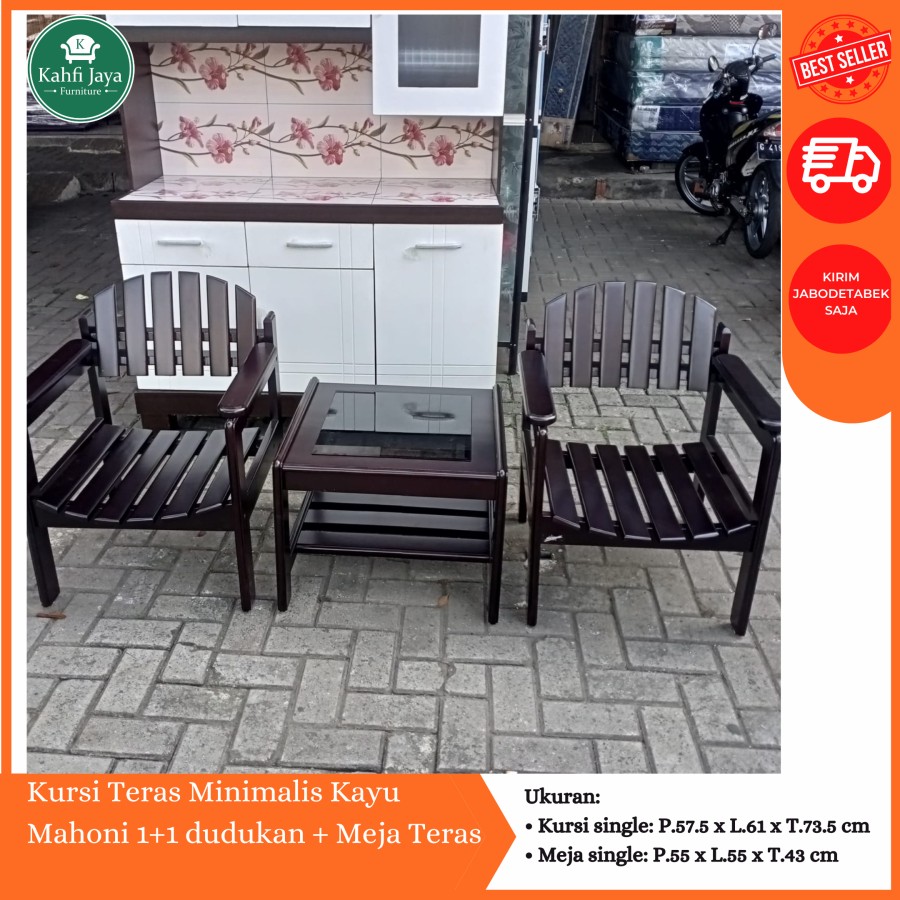 Kursi Teras dan Meja Teras Set Minimalis Kayu Mahoni Starmax Hawai