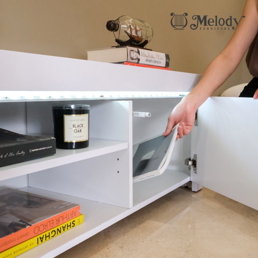 Furniture Meja TV Stand Atlantic 2D - White Glossy