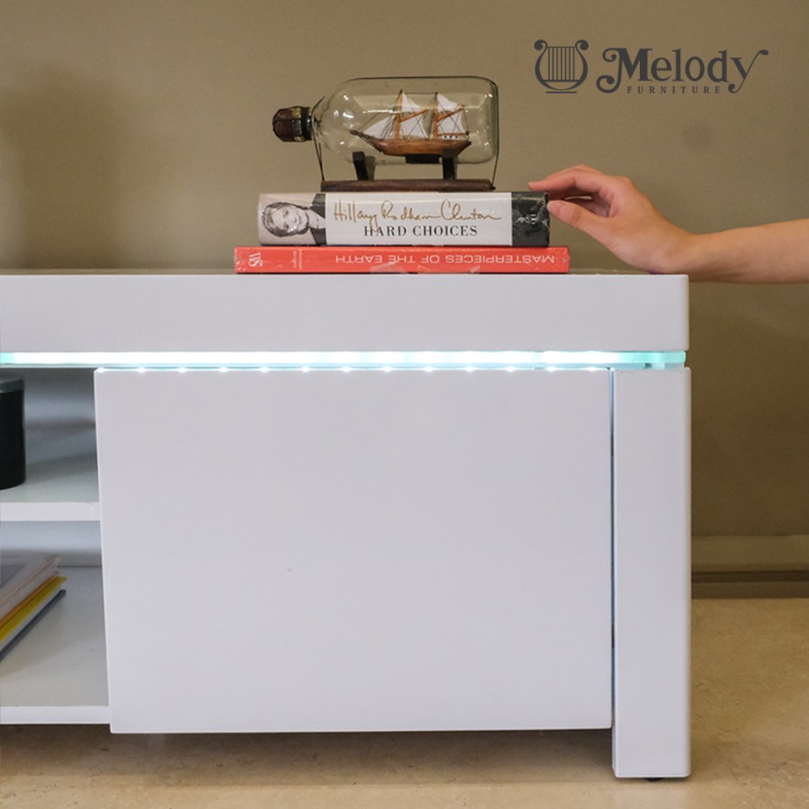Furniture Meja TV Stand Atlantic 2D - White Glossy
