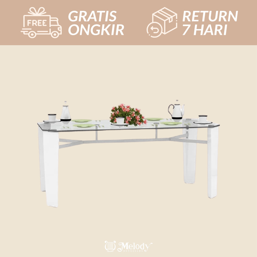 Furniture Meja Makan Mewah CUSTOM dining table White Glossy