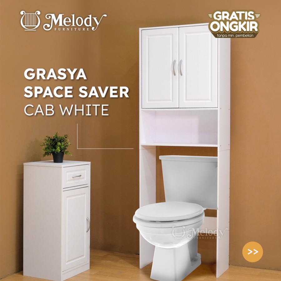 Rak Kamar Mandi GRASYA SPACE SAVER CAB WHITE Kabinet Toilet Putih