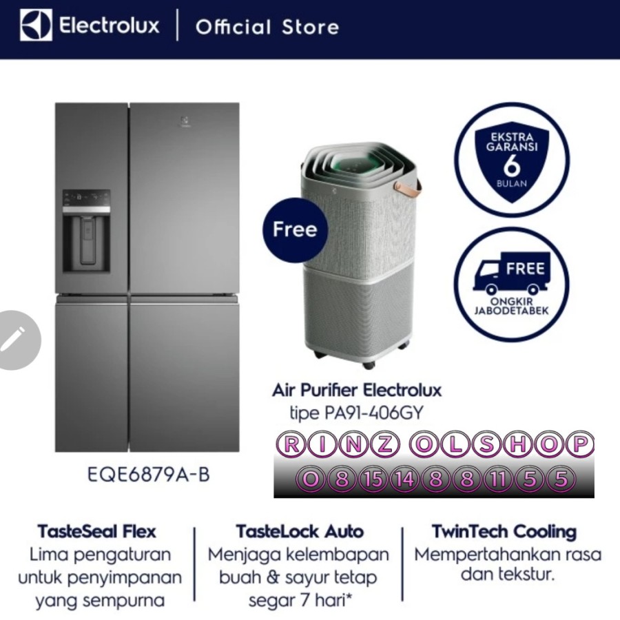 KULKAS ELECTROLUX EQE6879A B MULTI DOOR INVERTER EQE6879AB