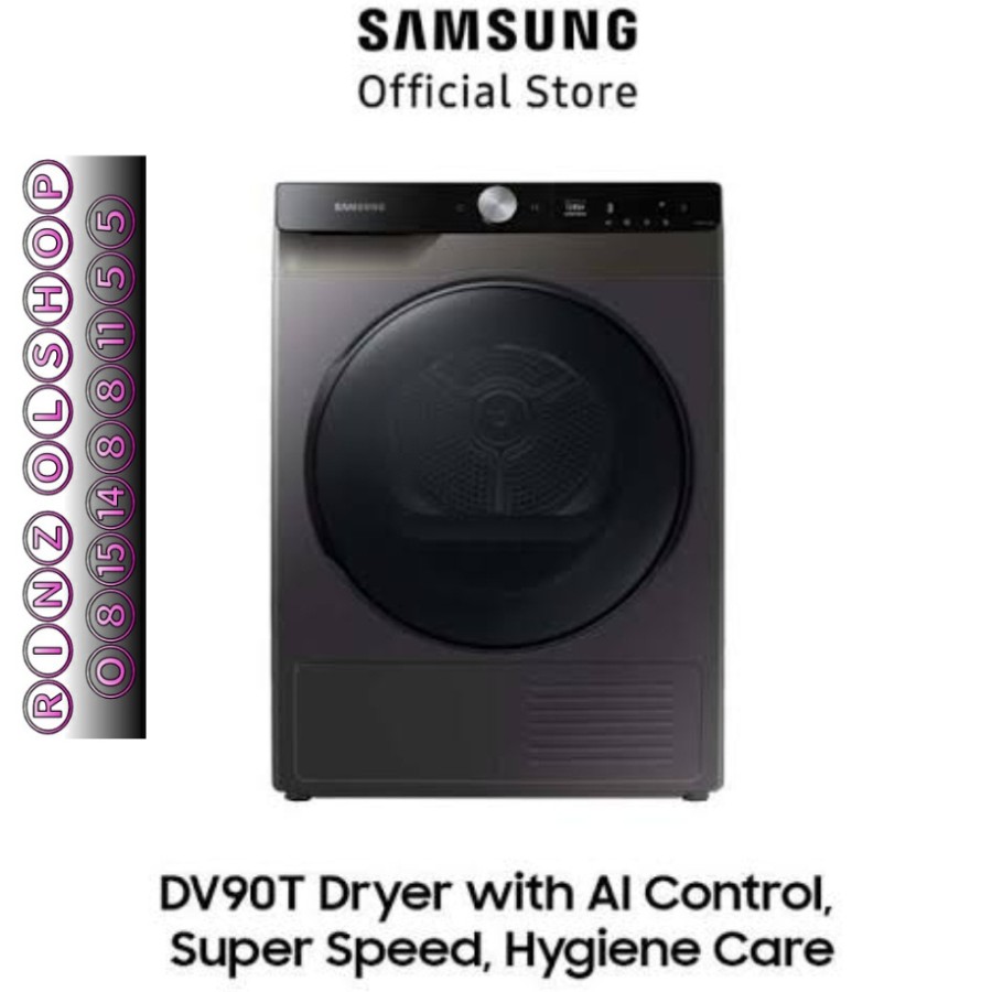MESIN PENGERING SAMSUNG DV90T7250BX DRYER 9KG AI CONTROL HYGIENE