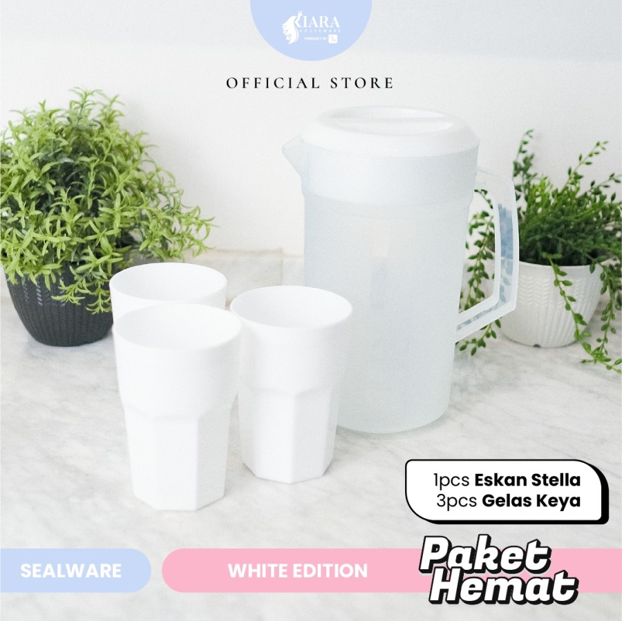 CJP Kiara Paket Hemat Teko Set Gelas 2,1 Liter Free Gelas 3 Pcs
