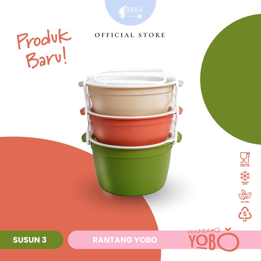 CJP Kiara - Rantang Yobo Kotak Makan Bentuk Rantang Plastik Susun 3&4
