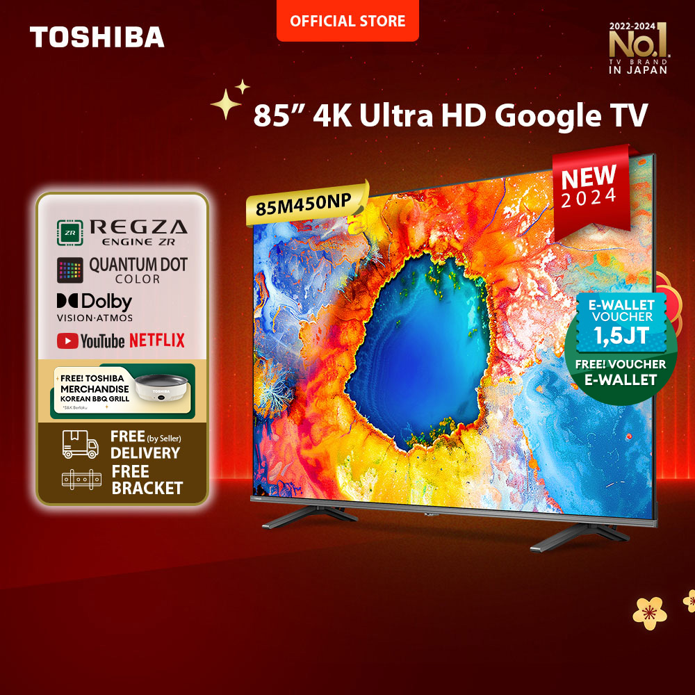 [FREE BRACKET] Toshiba TV 85" 4K UHD Google TV - QLED Dolby - 85M450NP
