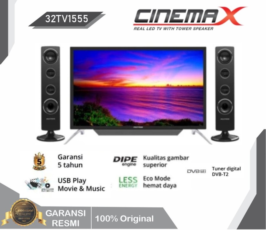 DIGITAL LED TV POLYTRON 32 INCH SPEAKER TOWER PLD 32 TV 1555