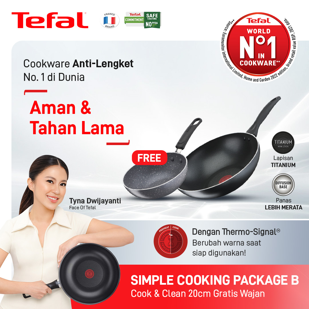 B1G1 Tefal Wajan Anti Lengket Set 2 PCS Frypan - Simple Cooking Set