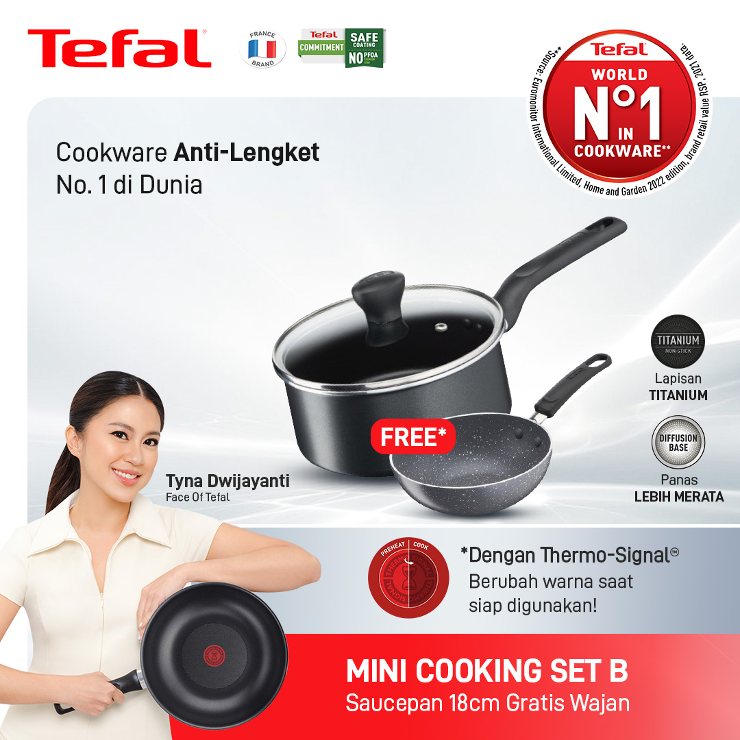B1G1 Tefal Panci Anti Lengket Set 2 PCS / Wajan / Frypan / Saucepan