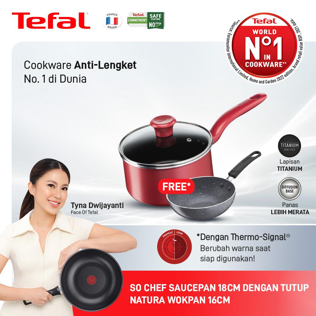 B1G1 Tefal Panci Anti Lengket Set 2 PCS / Wajan / Frypan / Saucepan