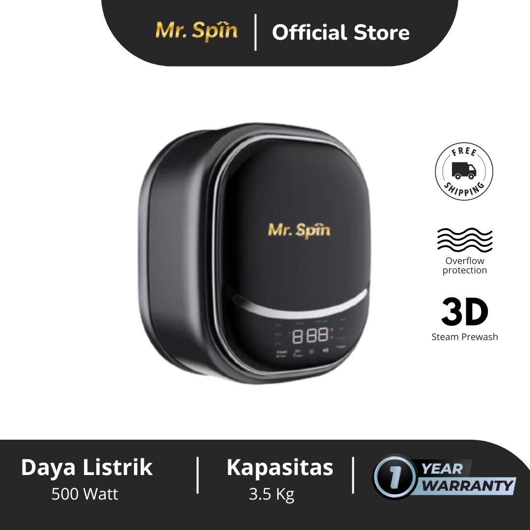 Mini Washer Mr. Spin Black | Mesin Cuci Mini Mr. Spin
