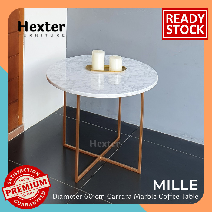 Jual Mille Meja Tamu Sofa Marmer Carara Bulat Round Table Marble Carrara