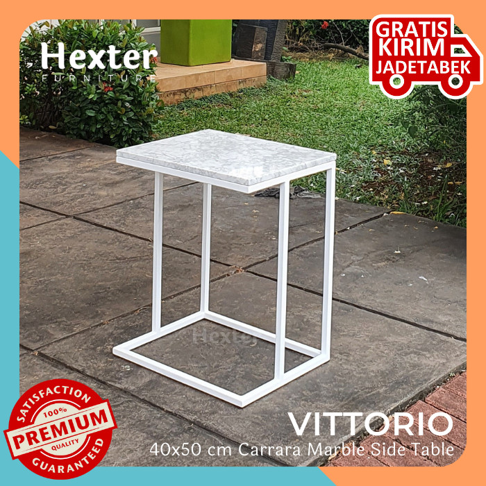 Jual Vittorio Meja Samping Sofa Meja Sudut X Marmer Carrara Side Table