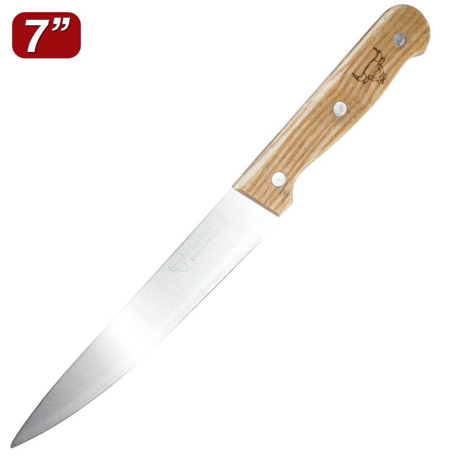 Pisau Dapur Lengkung Stainless Handle Kayu Gelombang Uk.17 cm CX-094