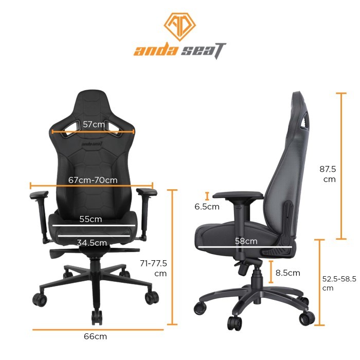 ANDASEAT Dracula Napa Leather Gaming Chair - Black