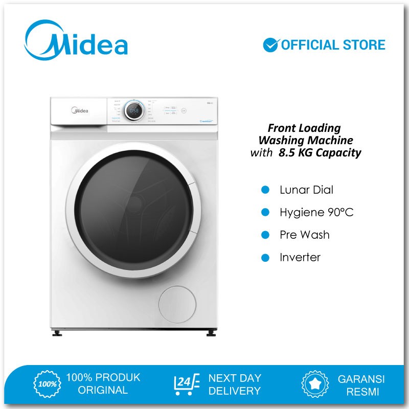 Midea Mesin Cuci Front Loading Kapasitas 8,5 kg Model MF100W85B
