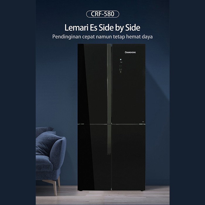 CHANGHONG Kulkas 2 pintu 520L Side by Side black CRF-580