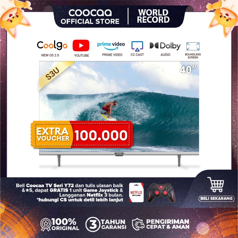 COOCAA 40 inch Digital Smart TV (Model : Coocaa 40S3U)