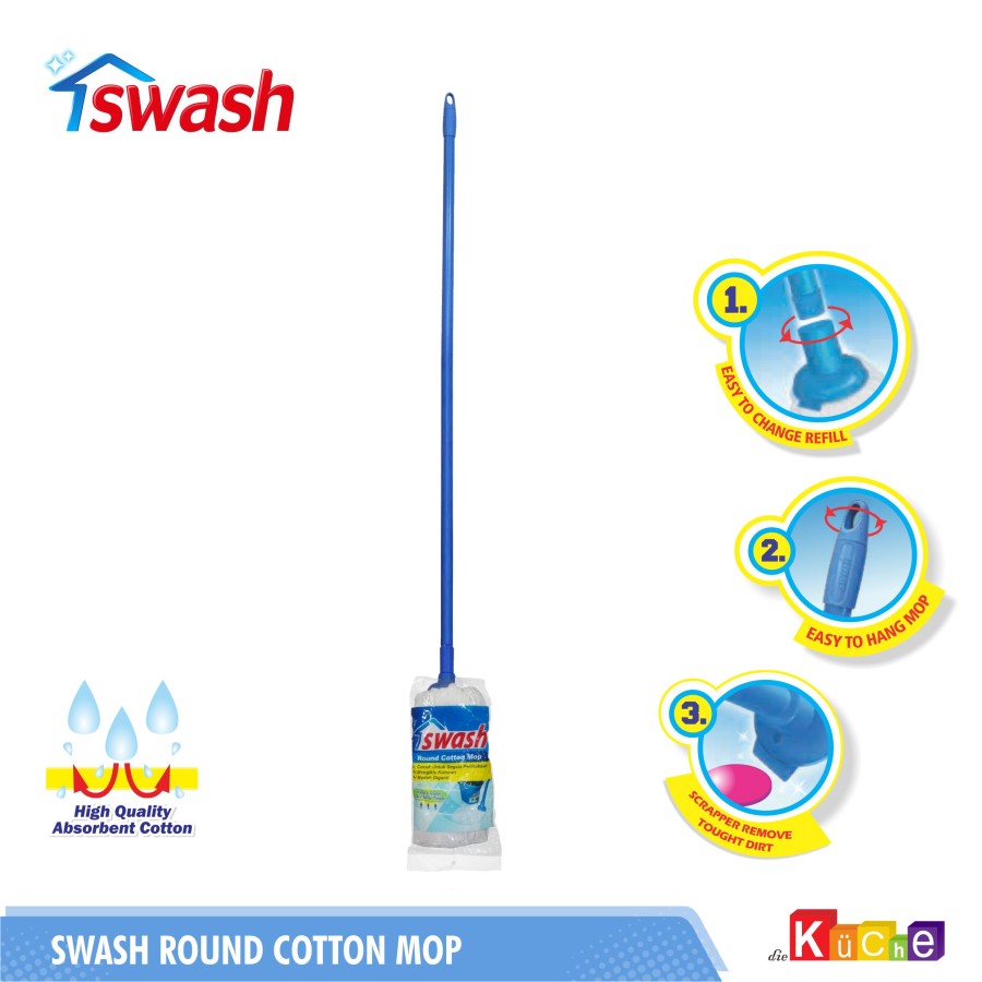 Swash Round Cotton Mop Set / Alat Pel Kepala Bulat