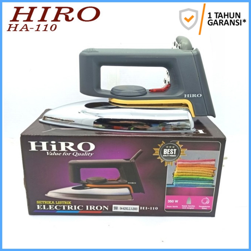 Setrika Baju Hiro Model Philips 350 Watt SNI Tidak Lengket