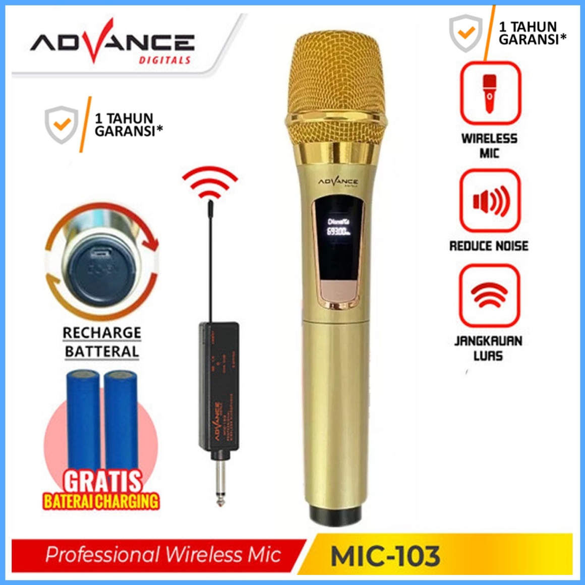 Mic ADVANCE mic-103 Profesional Wireless Microphone