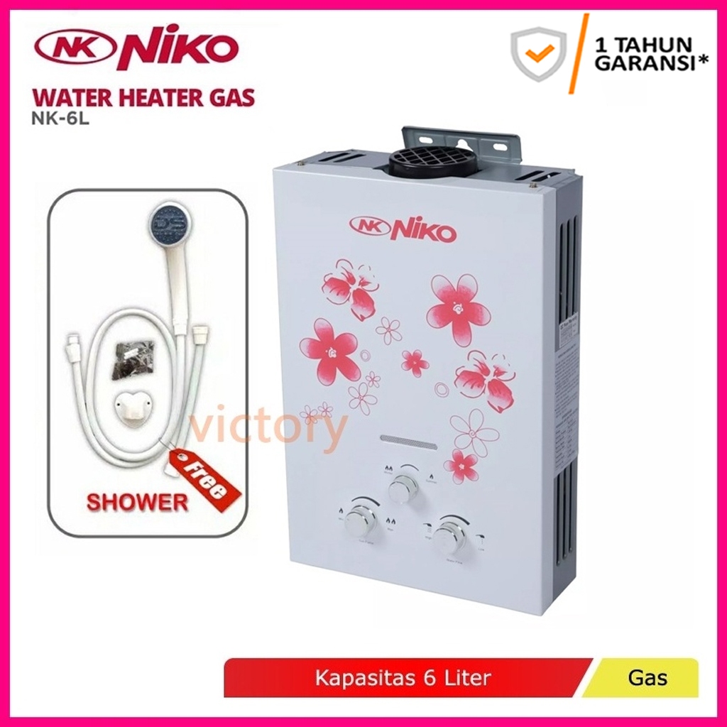 Pemanas Air Gas / Water Heater Niko NK6LDG FREE Shower