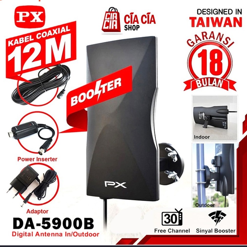 ANTENA TV DIGITAL INDOOR PX DA 5900B FREE KABEL 12 METER