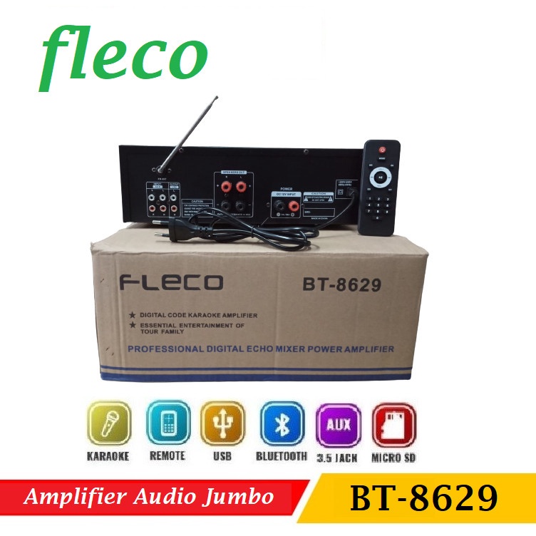 Power Amplifier Bluetooth Audio Fleco BT-8629 | Amplifier Bluetooth USB/SD/FM/MP3 - Ampli Fleco Terbaru - Audio Power Amplifier Fleco