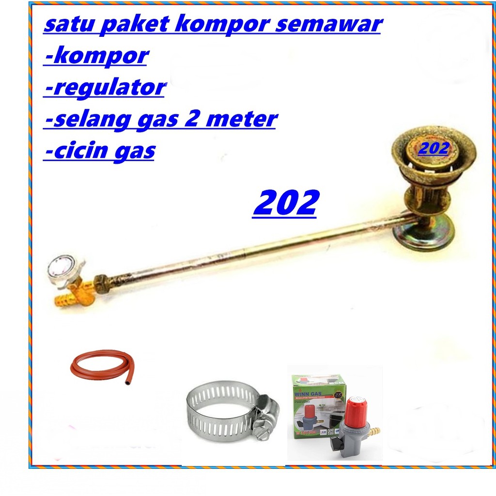 PROMO PAKET Kompor Semawar/Kompor Mawar Gas 202 komplit