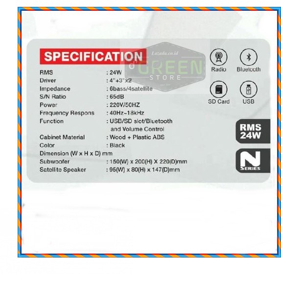 PROMO Simbadda Speaker CST 2000N+ Music Player, BLUETOOTH, USB,MMC & RADIO FM.