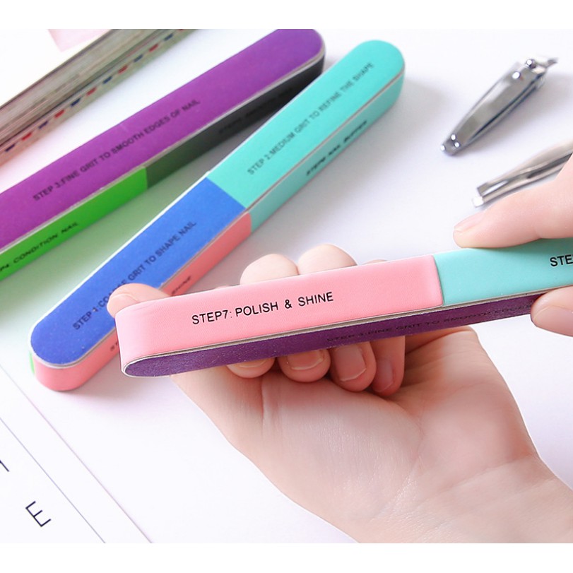 Alat Amplas Kikir Kuku 7 in 1 / Pengikir Kuku Manicure Pedicure / Nail Buffer Gel Art Tool / Pengasah Pengkilap Kuku