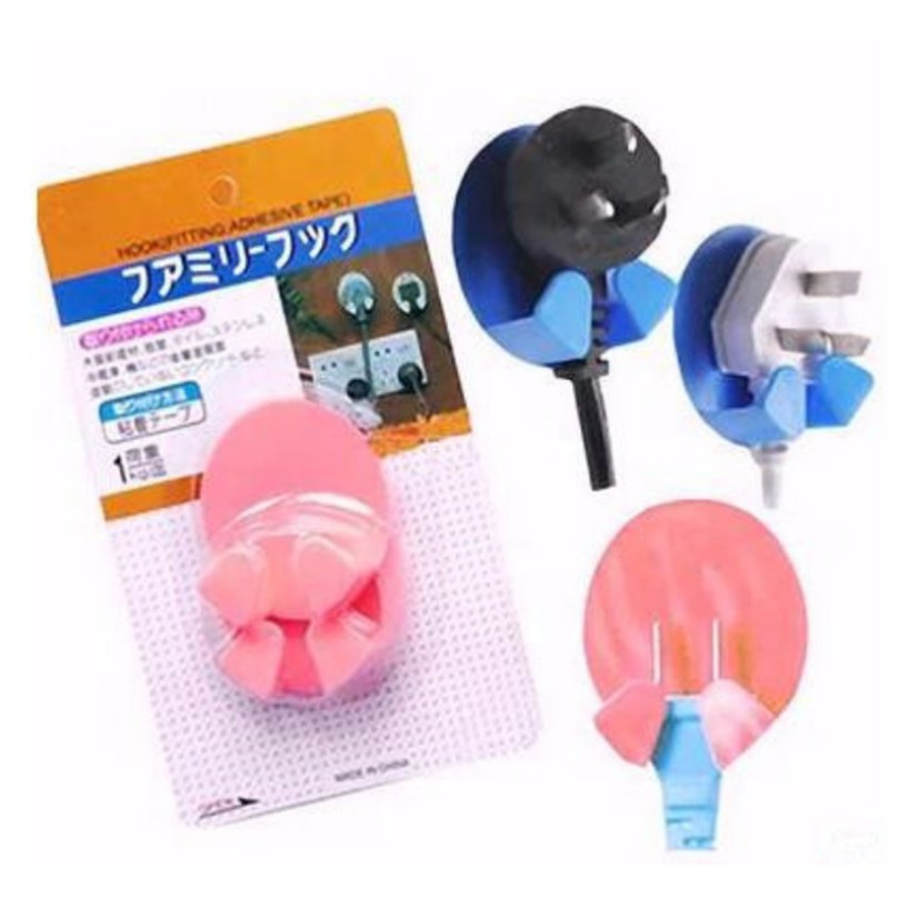 Pengaman Colokan Tempelan Gantungan / Cantolan Tempat Colokan Kabel Stop Kontak / Hook Dinding