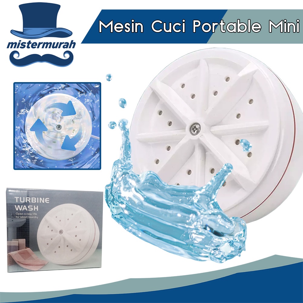 Mesin Cuci Portable Pakaian Turbo Travel Home Ultrasonik Turbine Cleaning Wash Washing Machine Mini USB / Mesin Cuci Mini Ember