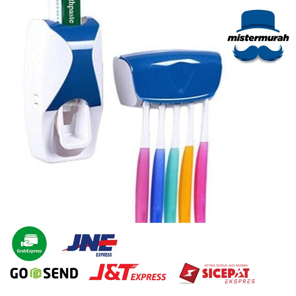 Tempat Dispenser Pasta Gigi Odol Rak Sikat Gigi Kotak Gantungan Toothpaste Dispenser Brush Warna