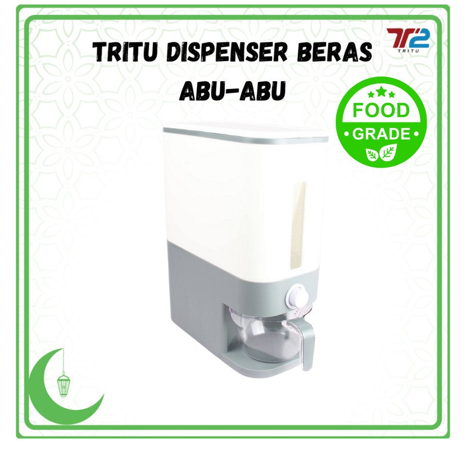 TRITU Dispenser Beras 12 Liter Kualitas Premium Warna Abu - Abu