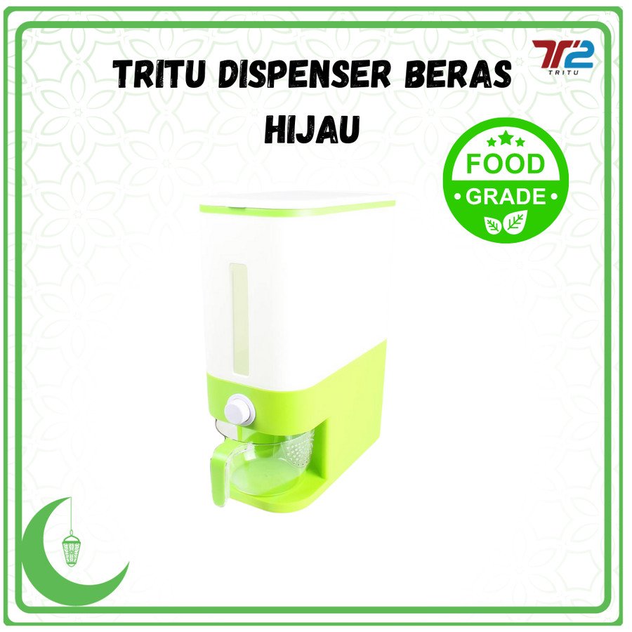 TRITU Dispenser Beras 12 Liter Kualitas Premium Warna Hijau